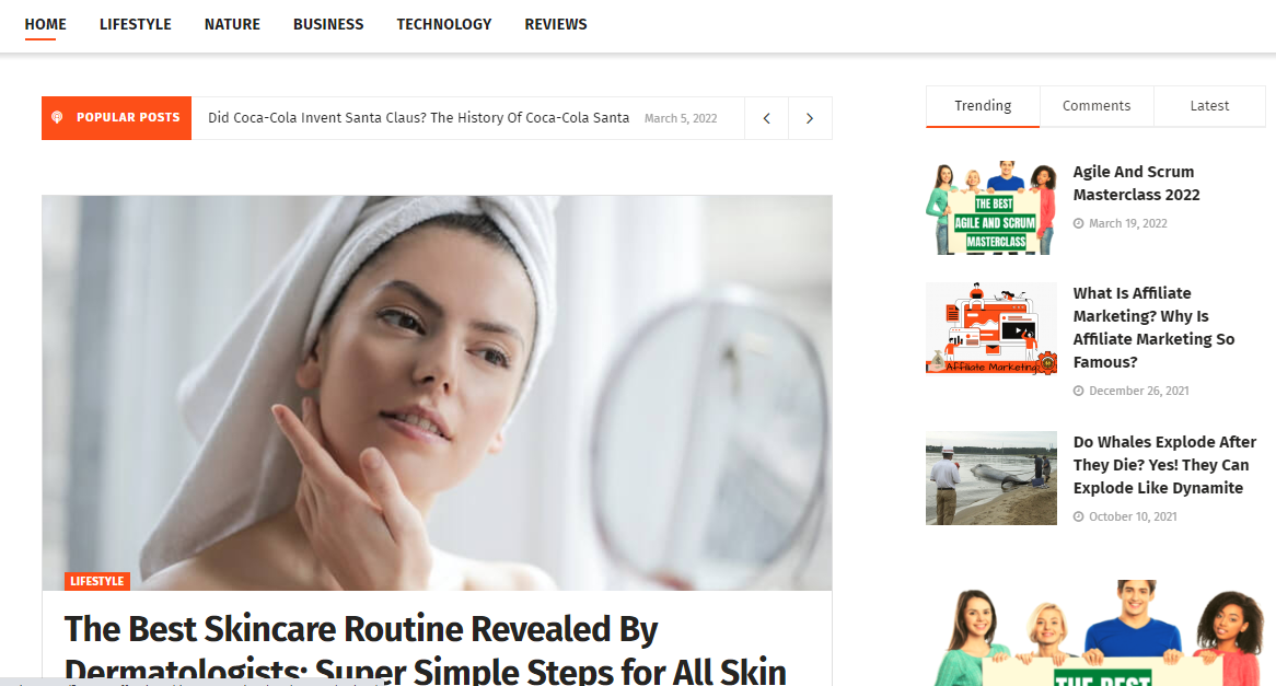 Blog website using Jnews theme